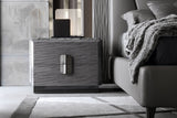 Giorgio Collection Mirage Bedside Table in figured Mowingui, room view