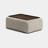 Nimbus Upholstered Base Luxury Coffee Table: ivory bouclé base (Cat B) with a matt dark wood top