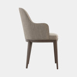Domkapa Anna Dining Chair with Armrests, view 2, in taupe Arno fabric with dark stained ash legs