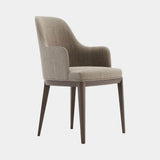 Domkapa Anna Dining Chair with Armrests, view 3, in taupe Arno fabric with dark stained ash legs
