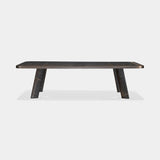 Nuraghe Splayed Leg Marble Luxury Dining Table in Sahara Noir marble