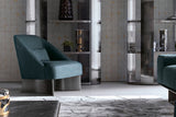 Giorgio Collection Mirage Armchair in teal velvet with satin black nickel legs, room setting 2