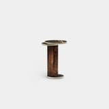 Odette Metal Ring Luxury Side Table: matt dark wood veneer with an Emperador marble top and metal ring
