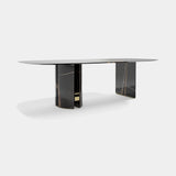 Oval Marble Oriol Dining Table with Metal Detailing, alternative angle
