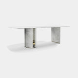 Oval Marble Oriol Dining Table with Metal Detailing, alternative angle