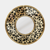 Castro Lighting Pattern Mirror in polished brass, available from Touched Interiors UK