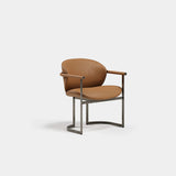 Primrose Sculpted Luxury Dining Chair: tan genuine leather (Cat B) on a metal frame