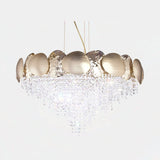 Castro Lighting Mastery Suspension Lamp in hammered gold-plated brass with crystals, available from Touched Interiors UK