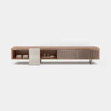 Ravello Marble Base Luxury TV Unit: matt walnut veneer with a Travertine marble base