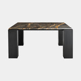 Ricci luxury square dining table with Port Saint Laurent marble top and black ash legs