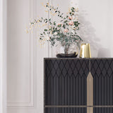 Rocco Carved Door Luxury Bar Cabinet, close-up detail