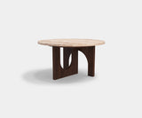 Caffe Latte Affogato Round Coffee Table in travertine and walnut
