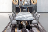 Giorgio Collection Charisma Dining Chair in grey velvet with black bubinga burl legs, room setting 2