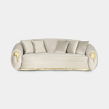 Boca do Lobo Soleil Sofa in ivory upholstery with polished brass, available from Touched Interiors UK