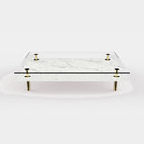 Sottile Brass Column Luxury Coffee Table in Carrara White marble