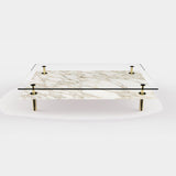 Sottile Brass Column Luxury Coffee Table in Calacatta Gold marble