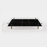 Sottile Brass Column Luxury Coffee Table in Sahara Noir marble