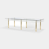 Sottile Brass Column Luxury Dining Table in white marble