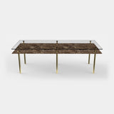 Sottile Brass Column Luxury Dining Table in Emperador Dark marble