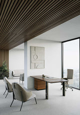 Spearing Writing Desk: Luxury Marble and Wood Executive Desk for Home Office styled in a luxury interior