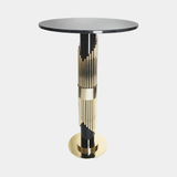 Castro Lighting Streamline Bar Table in polished brass with a marble top, available from Touched Interiors UK
