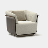 Synergy Wooden Shell Luxury Armchair: matt dark wood shell with taupe fabric inside (Cat B)