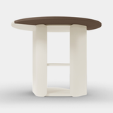 Caffe Latte Tamper Side Table in Omega Trufa leather and cream lacquer