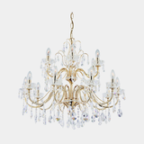 Castro Lighting Tanger Chandelier in gold-plated brass with clear crystals, available from Touched Interiors UK