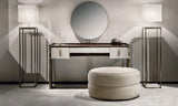 Tangier Round Luxury Pouf styled in a luxury interior