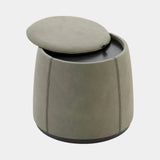 Domkapa Avery Pouf, view 3, in a sage green suede-effect fabric