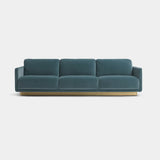 Touched D luxury sofa in teal velvet with satin brass base, 5 Seater (300cm)