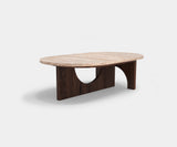 Caffe Latte Affogato Oval Coffee Table in travertine and walnut