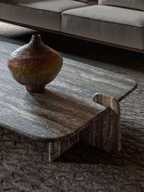 Tressette Folded Slab Marble Luxury Coffee Table in a room setting