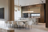 United Alabaster Superloft Pendant Light above a dining table
