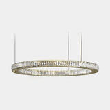 Castro Lighting Spacium Suspension Lamp in gold-plated brass with crystal, available from Touched Interiors UK