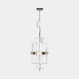 Luxxu Liberty Pendant Light in gold plated brass and clear crystal glass