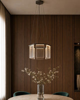 Vetrata Hexagonal Acrylic Luxury Suspension Lamp, view 8