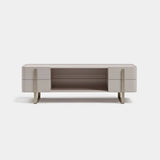 Vetrina Lacquered Luxury TV Unit: matt ivory lacquer with metal legs
