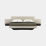Domkapa Amanda Bed, view 1, in cream fabric with integrated bedside tables