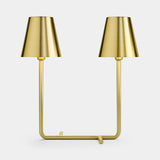 Volano Twin Shade Luxury Table Lamp in satin brass
