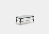 Whitby Elliptical Noir Glass Luxury Coffee Table, alternative angle