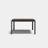 Windsor Metal Leg Luxury Dining Table: matt dark wood top with metal legs