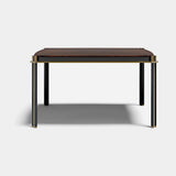 Windsor Metal Leg Luxury Dining Table: matt dark wood top with metal legs