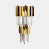 Luxxu Empire II Wall Light in gold plated brass and clear crystal glass