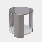 Arnault Grey Leather Side Table