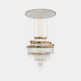 Luxxu Babel Chandelier in gold plated brass and clear crystal glass