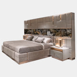 The Beloved Art Bed by Alessandro La Spada & Michele Astolfi: Art meets luxury. This Italian-made bed boasts a captivating geometric headboard with Swarovski crystals, integrated storage showcasing a mesmerising artwork, and a plush upholstered base.