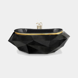 Maison Valentina Diamond Bathtub, black lacquer and gold, available from Touched Interiors UK