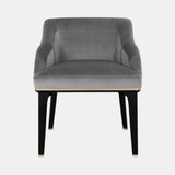 Luxxu Saboteur Dining Chair in polished brass, black glossy lacquer and Charcoal Gray velvet