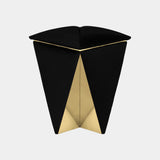 Brass & Black Velvet Prism Stool
